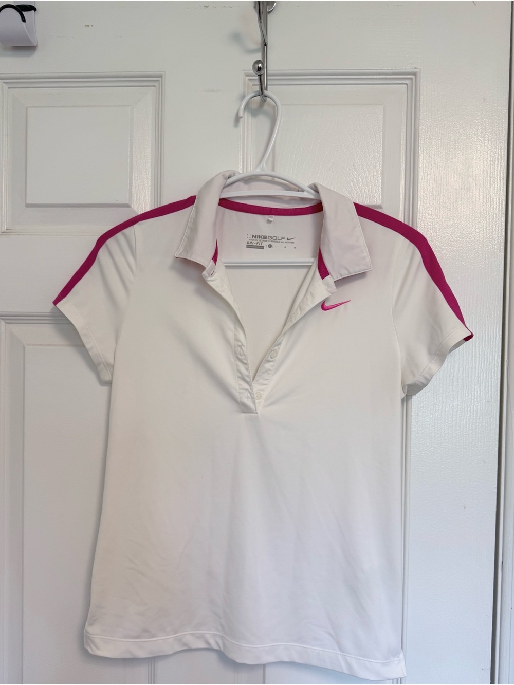 Nike White Golf Polo with Pink Accents
